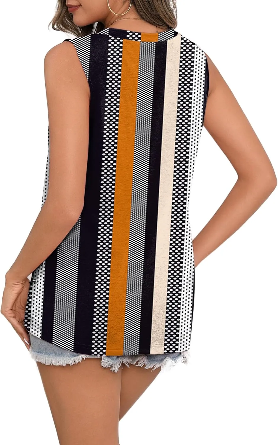 Zeagoo Beach Vacation Clothes for Women Pleated High Neck Flowy Sleeveless Tank Tops Summer Loose Fit Tunic Blouses