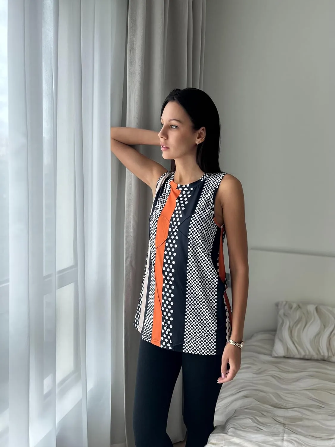 Zeagoo Beach Vacation Clothes for Women Pleated High Neck Flowy Sleeveless Tank Tops Summer Loose Fit Tunic Blouses