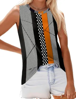Zeagoo Beach Vacation Clothes for Women Pleated High Neck Flowy Sleeveless Tank Tops Summer Loose Fit Tunic Blouses