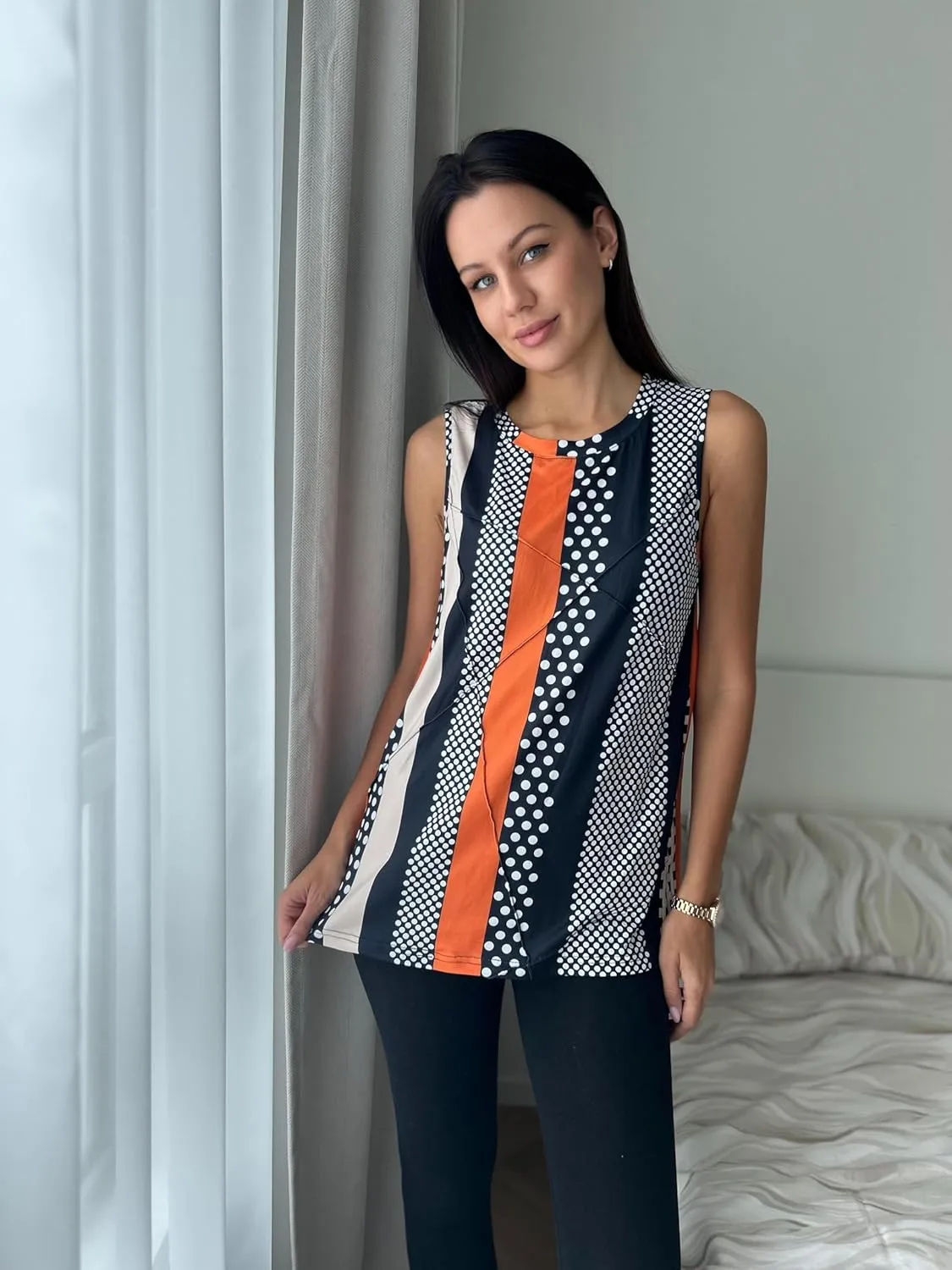 Zeagoo Beach Vacation Clothes for Women Pleated High Neck Flowy Sleeveless Tank Tops Summer Loose Fit Tunic Blouses