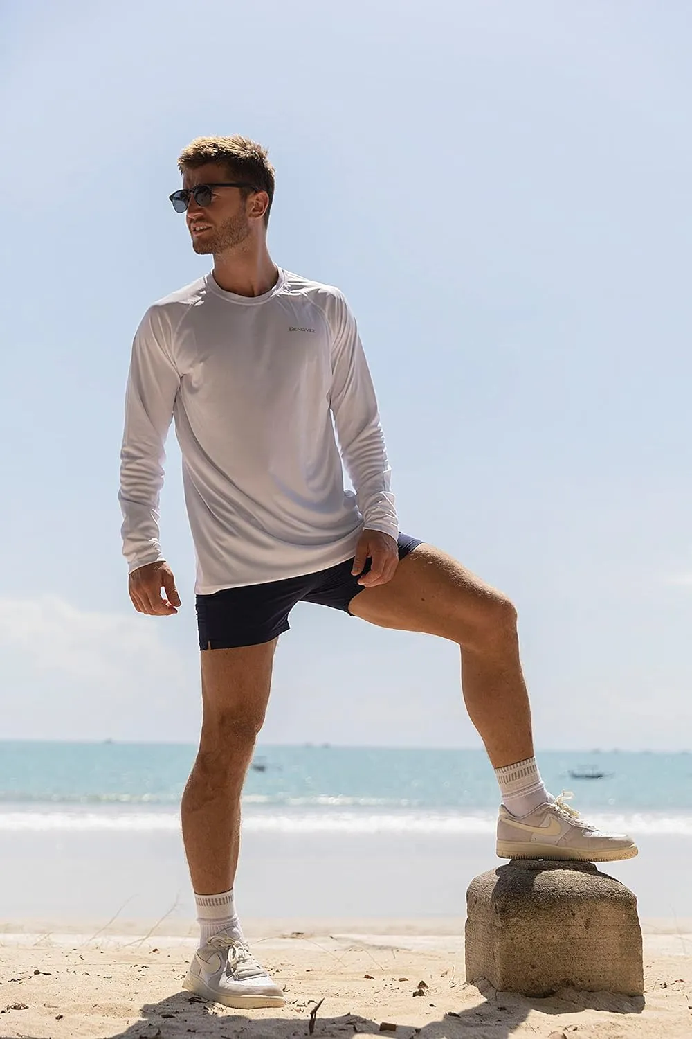 ZENGVEE Mens UPF 50  Swim Shirts Outdoor Long Sleeve Sun Protection Workout Shirts for Athletic,Running,Fishing,Hiking
