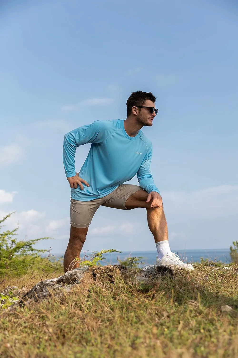 ZENGVEE Mens UPF 50  Swim Shirts Outdoor Long Sleeve Sun Protection Workout Shirts for Athletic,Running,Fishing,Hiking