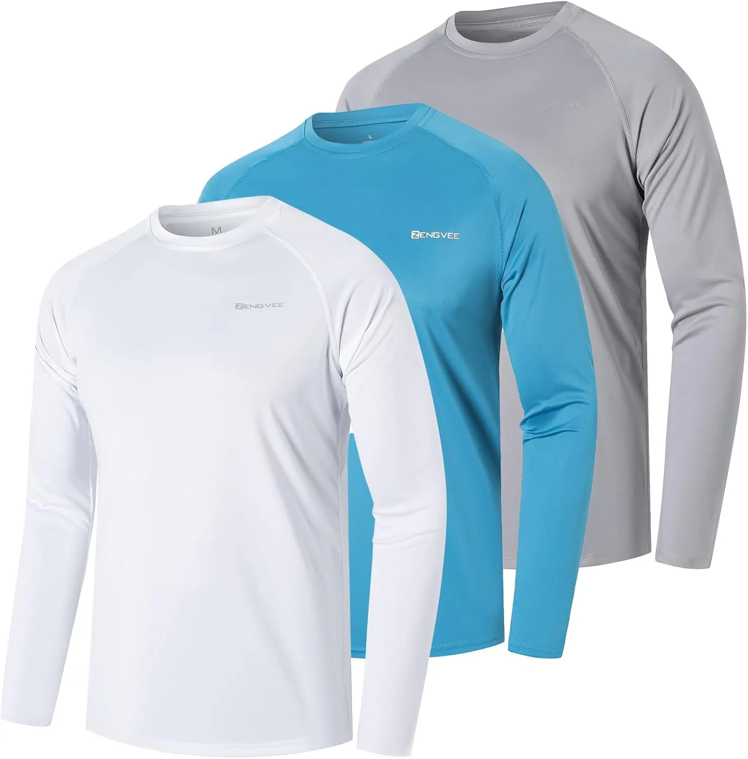ZENGVEE Mens UPF 50  Swim Shirts Outdoor Long Sleeve Sun Protection Workout Shirts for Athletic,Running,Fishing,Hiking