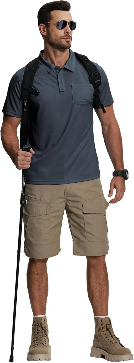 ZITY 5 Pack Polo Shirts for Men with Pocket Dry Quickly Short Sleeve Athletic Outdoor Work Collared Shirts