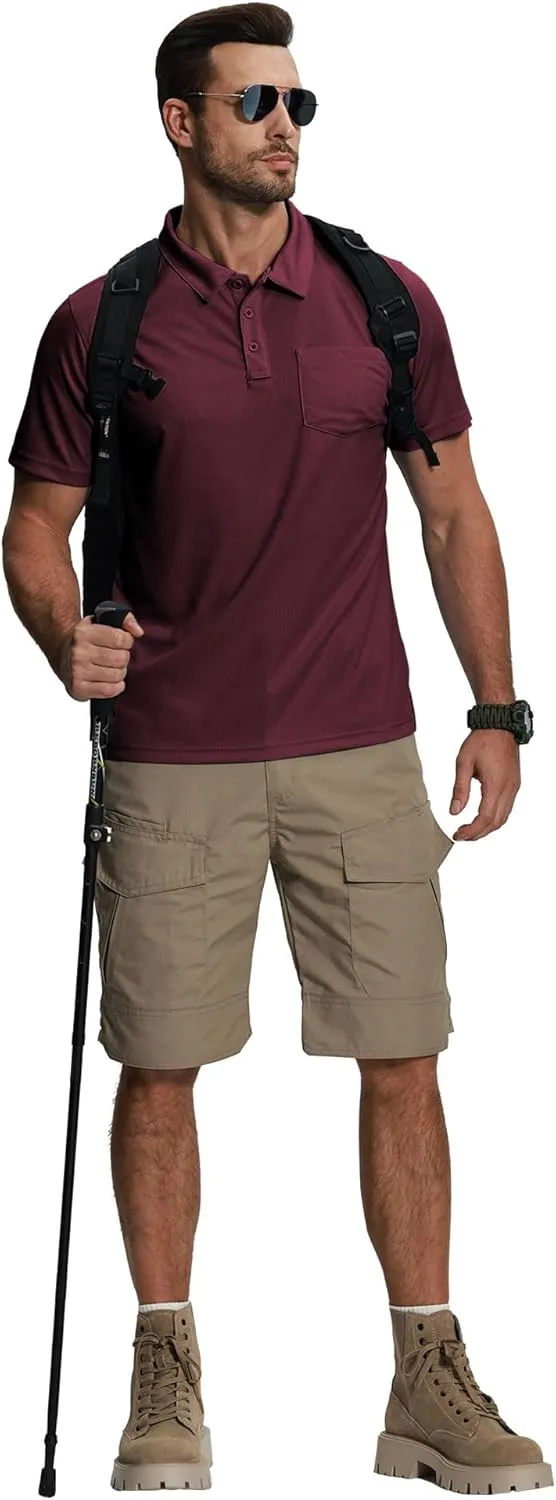 ZITY 5 Pack Polo Shirts for Men with Pocket Dry Quickly Short Sleeve Athletic Outdoor Work Collared Shirts