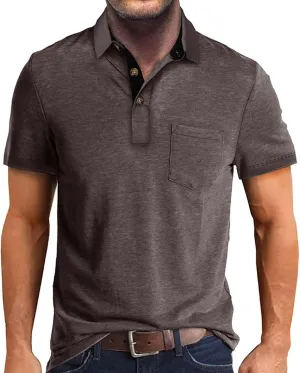 ZYXTIM Men's Short Sleeve Henley Tee Fashion Button Business Work Golf Polo Shirts Summer Soild Slim Ribbed T-Shirts Big&Tall