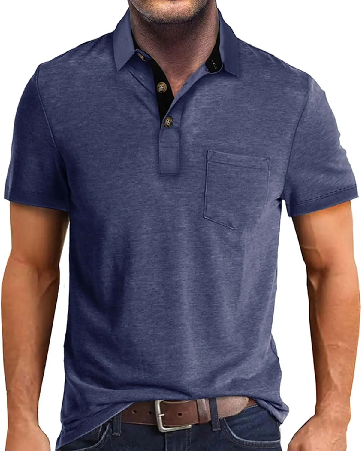 ZYXTIM Men's Short Sleeve Henley Tee Fashion Button Business Work Golf Polo Shirts Summer Soild Slim Ribbed T-Shirts Big&Tall