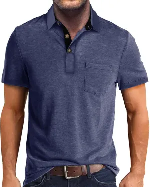 ZYXTIM Men's Short Sleeve Henley Tee Fashion Button Business Work Golf Polo Shirts Summer Soild Slim Ribbed T-Shirts Big&Tall
